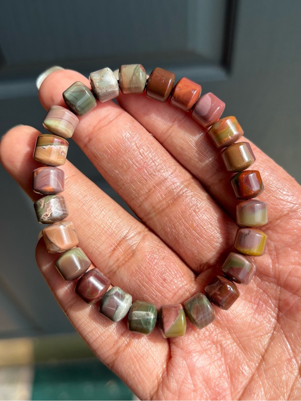 Alashan Agate Donut Crystal Bracelet